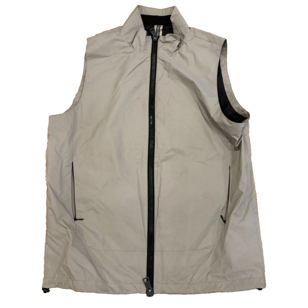 BUGATCHI Vest Men's Medium Beige Khaki Techno Performance Sleeveless Jacket